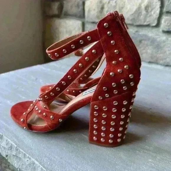 Steve Madden Fara Sandals Rust Suede Leather Studded Ankle Strap SZ 9 - Picture 6 of 8